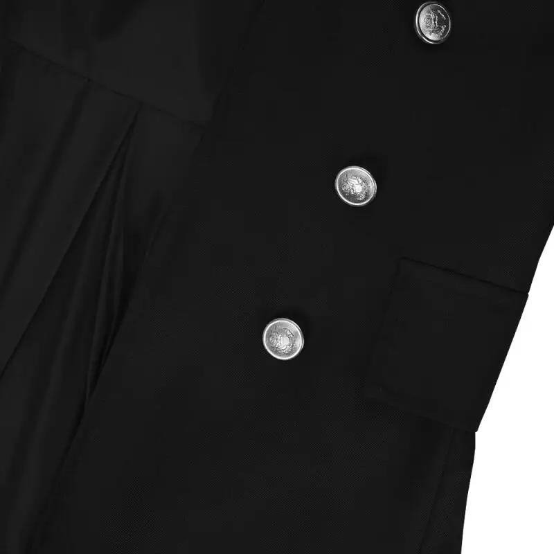 Plus Size Men Gothic Trench Medieval Steampunk Retro Style Long Jackets Double-breasted Solid Men's Vintage Long Jackets view 3