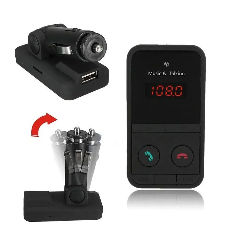 Kit per auto wireless Bluetooth Trasmettitore FM LCD vivavoce Caricatore per auto doppio USB 1A Lettore di dischi U per musica MP3 TF Card