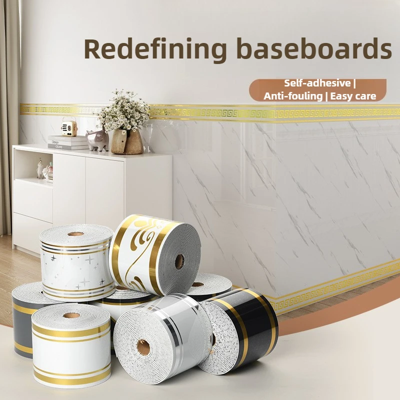 Self-Adhesive Marble Skirting Board Waterproof Removable - Wallpaper Sticker, Room Decoration, PVC Baseboard
