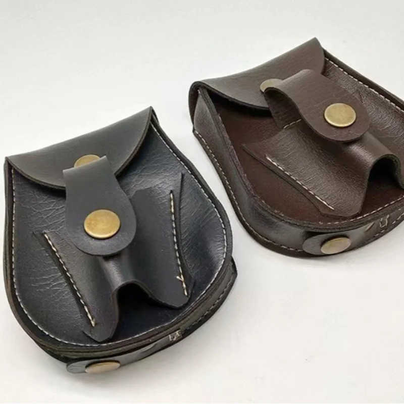 Schwarz/braune Schleuder-Stahlkugel-Aufbewahrungstasche, handgefertigtes Leder, multifunktionale magnetische Saugkraft, integrierte Hüfttasche – Detail 3