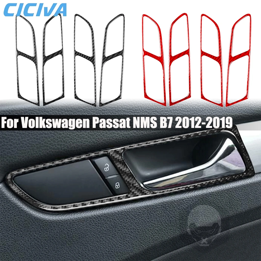 

Carbon Fiber Car Accessories Door Handle Frame Interior Cover Modified Trim Sticker For Volkswagen Passat NMS B7 2012-2019