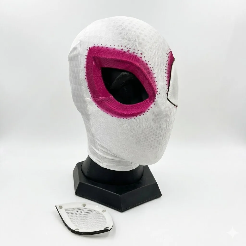 Mar-vel Customized Gwen Cosplay Mask Spiderman Mask Gwen Stacy Cosplay Mask Across The SpiderVerse Wearable Movie Prop Replica