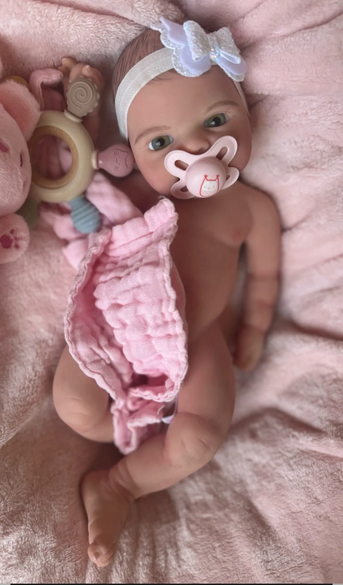 Niña De silicona pintada 36CM Bebe con pelo Reborn muñecas recién nacidas De silicona suave completa para niños Boneca Reborn Corpo De silicona