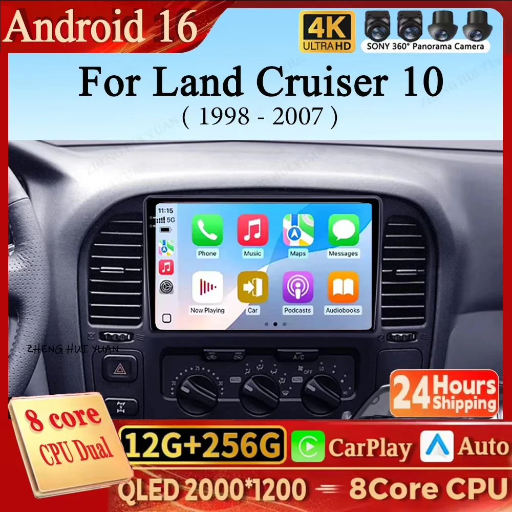 Radio Multimedia para Auto con Android 16 y Carplay, para Toyota Land Cruiser 10 J100 100 1998 1999 2000 2001 2002 - 2007