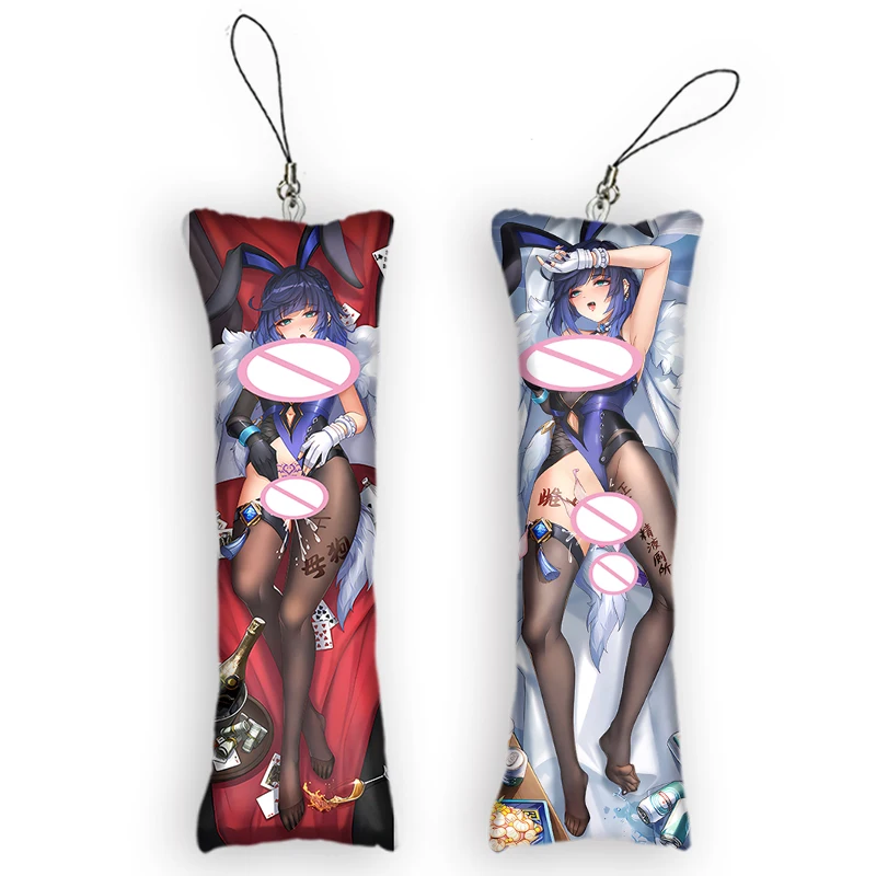 Genshin Impact Yelan Theme Character Mini Dakimakura Keychain Anime Kawaii 2-Sided Print Small Pillow Cute Pendant Keychain Gift