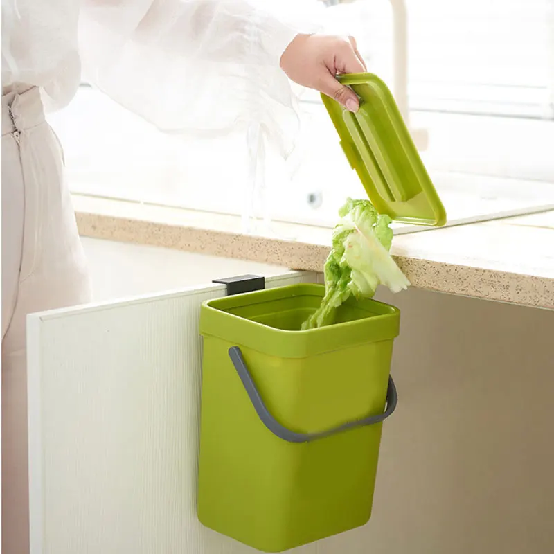 Kitchen Wall-Mounted Trash Can with Inner Cylinder Household Trash Bin for Cabinet Under Sink Bathroom