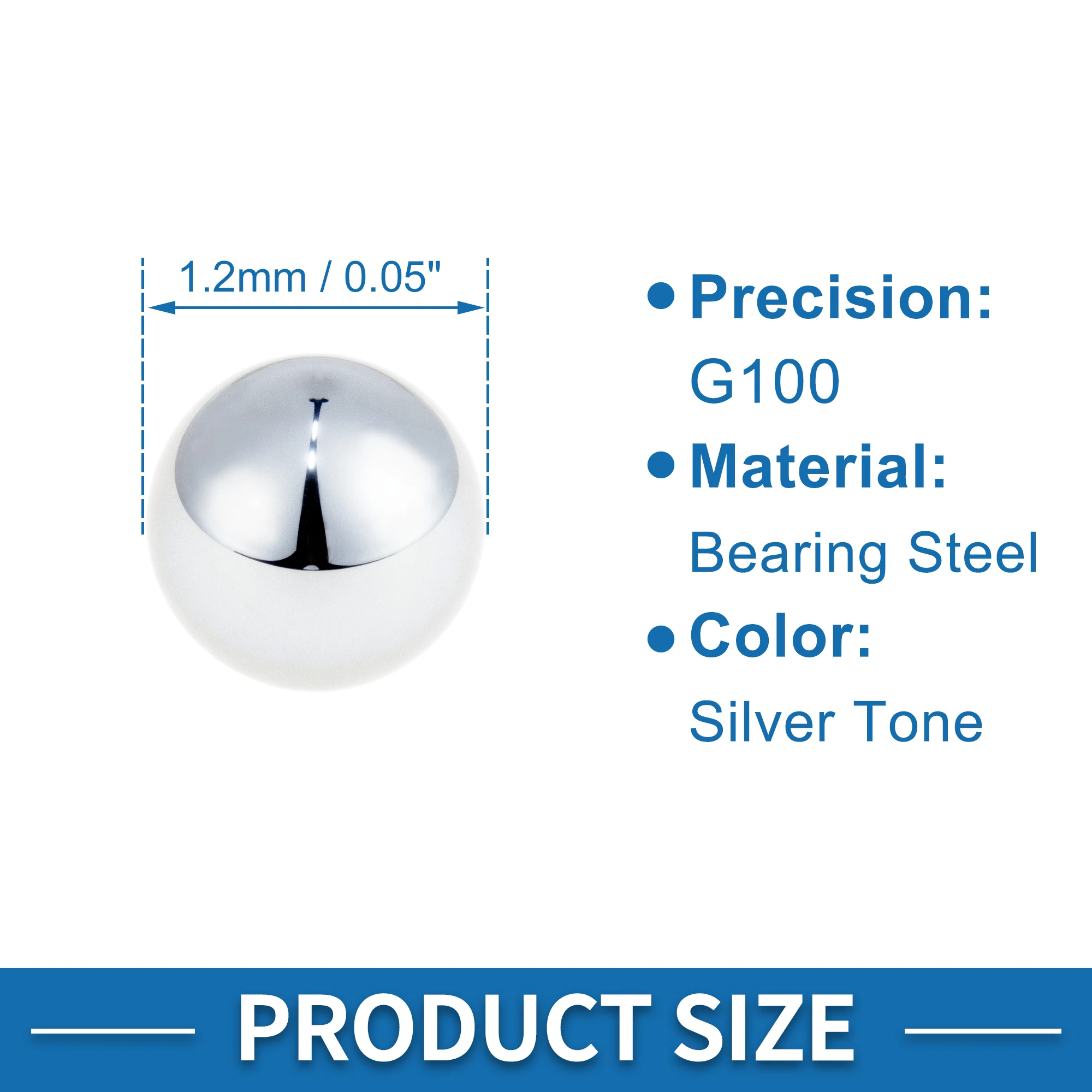 X Autohaux 1.2 مم محمل كروي فولاذي G100 كرة دقيقة فضية اللون 1500 قطعة #3
