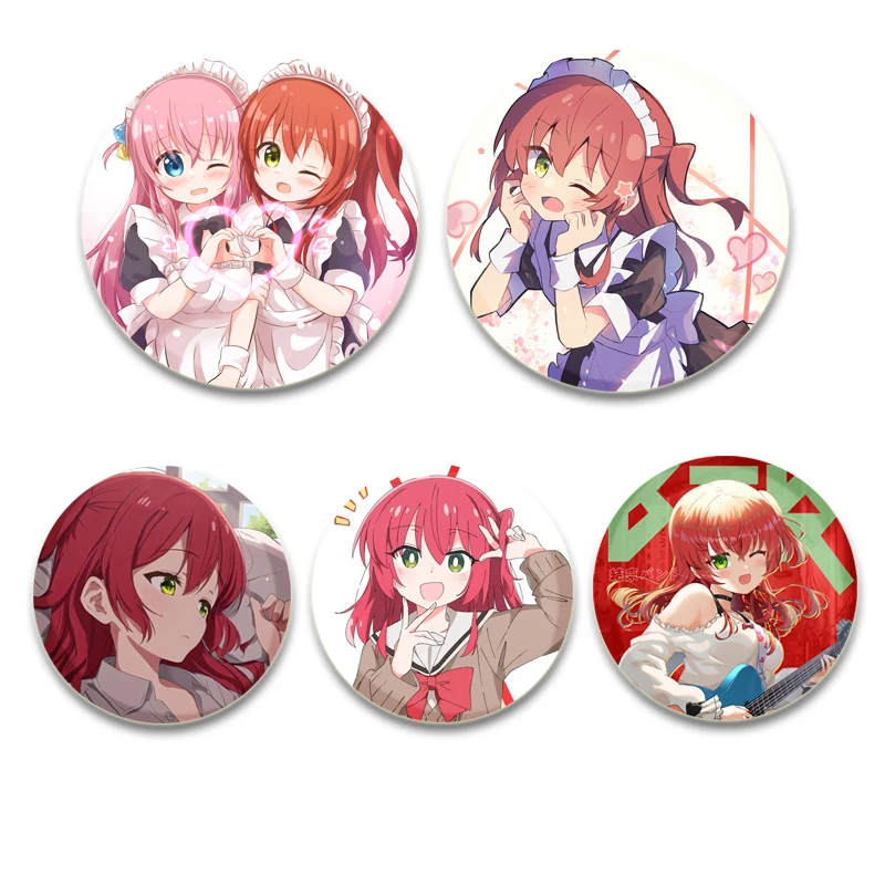 58mm Hot Anime Character Ikuyo Kita Cute Cartoon Badge Handmade Tinplate Brooches Round Display Brooches Jewelry Gift Accessorys