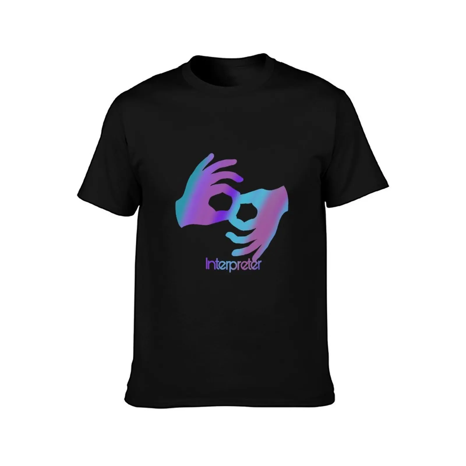 Multicolor Asl sign for interpreter T-Shirt Summer Casual Cotton Tee Oversized Streetwear Tops Vintage Graphic Print