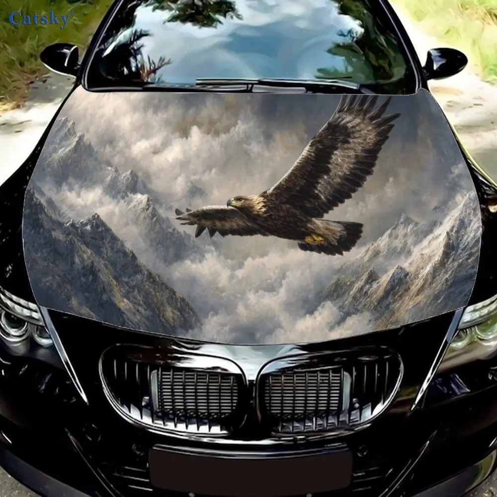 

Valiant Mountain Eagle Наклейки на капот автомобиля, декоративные наклейки на чехлы автомобиля и виниловые обертки для легковых автомобилей, внедорожников и грузовиков. Самоклеящаяся,