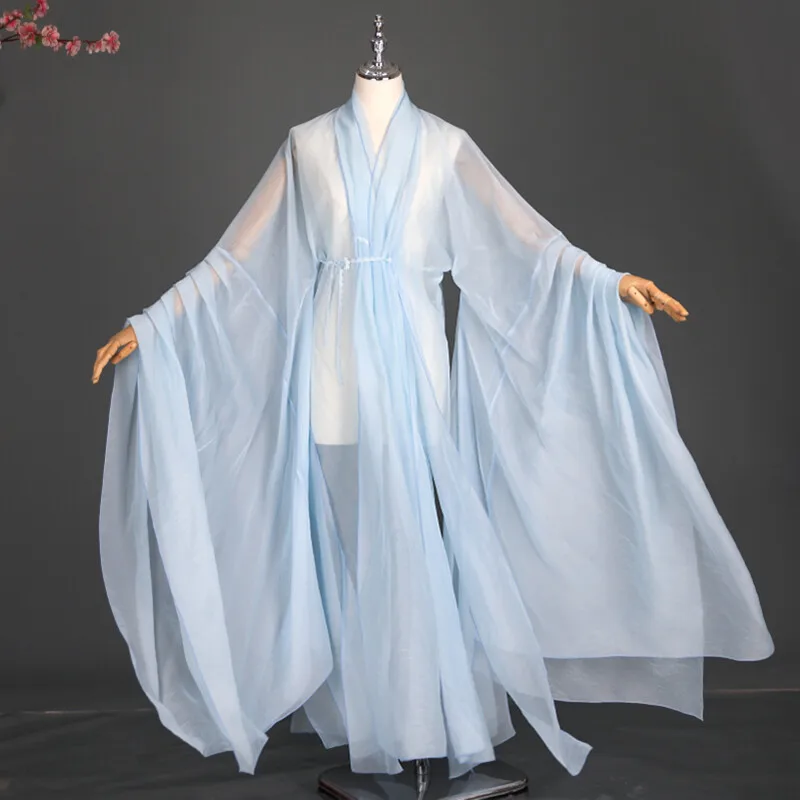 Chinese Hanfu Floral Chiffon Cloak Cardigan Wide Sleeved Coat Chinese Dance Costumes Stage Costume Chinese Ancient Costume