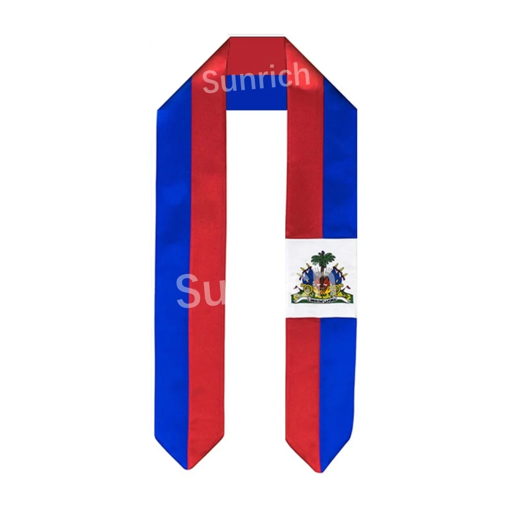 

Haiti Flag Graduation Stole Bachelor Gown Accessory Study Abroad Haitian Graduation Sash