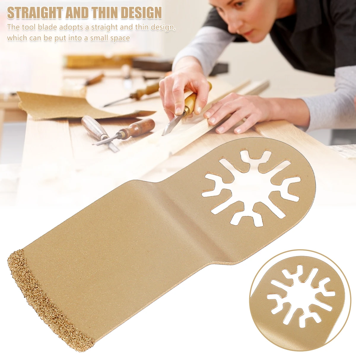 شفرات متذبذبة متعددة الأدوات ، فولاذ عالي الكربون ، شبه دائرية ، سريعة التحرير على شكل حرف E ، منحنية ، 3