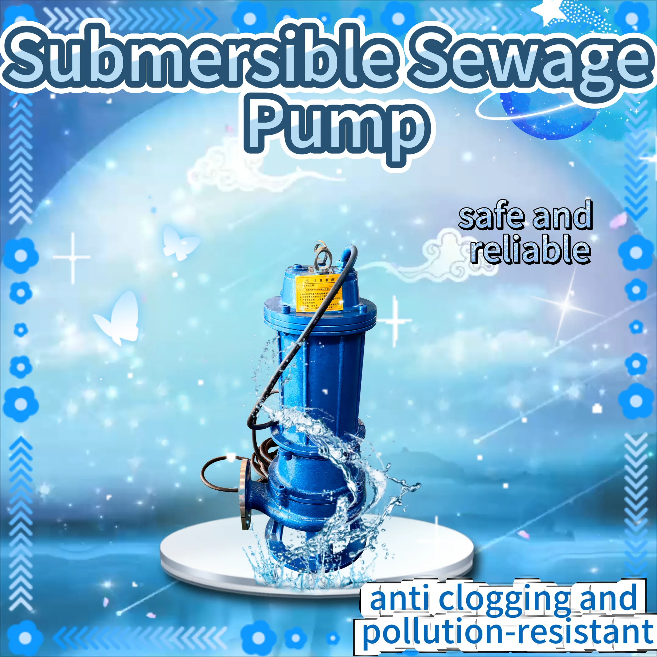 Bomba de aguas residuales sumergible no obstrucción al por mayor personalizada OEM para descarga de aguas residuales de red de tuberías subterráneas