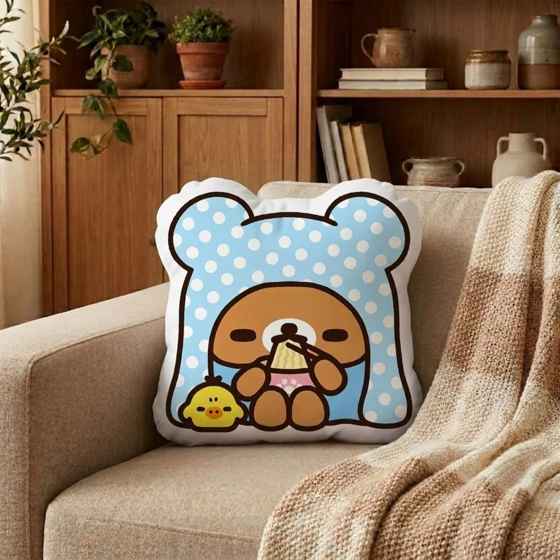 Neues Rilakkuma-förmiges Kissen, hochwertiges, farbenfrohes Cartoon-Animationspuppen-Kissen, kreatives Mädchenherz-Sofa-Auto-Kissen, Geburtstagsgeschenk – Detail 4