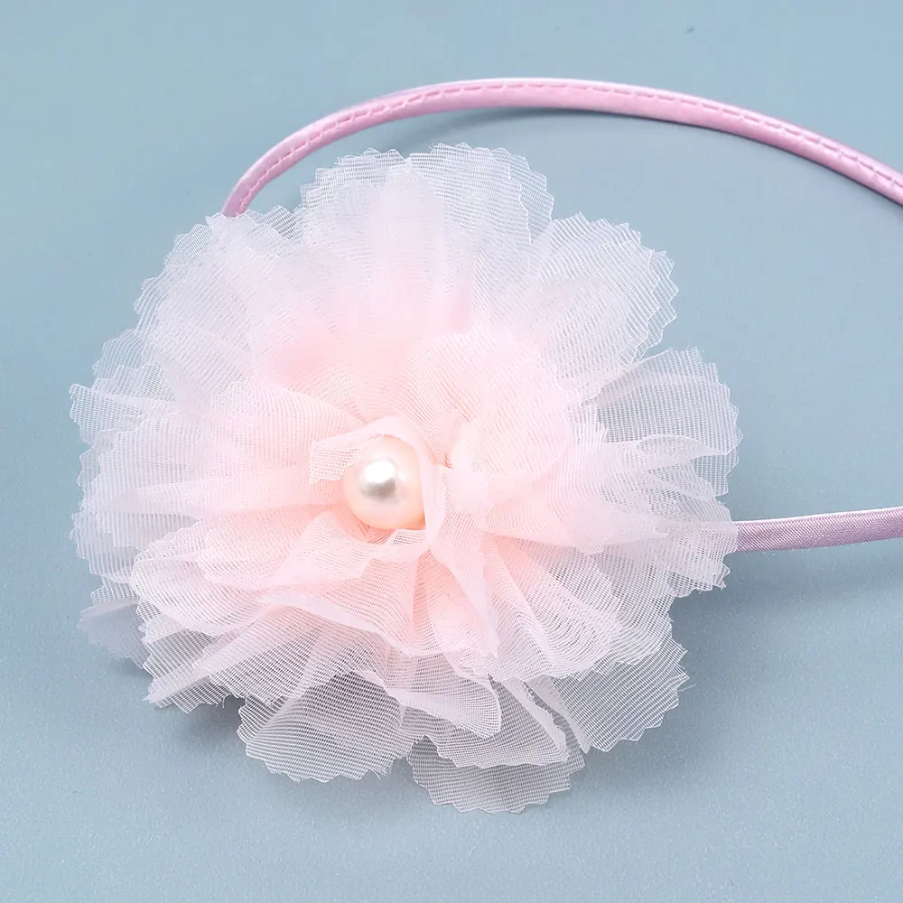 Fashion Lace Flower Headbands Girls Pearl Hair Hoop Children Hairbands New Headwear Kids Non-slip Sweet Hair Accessories