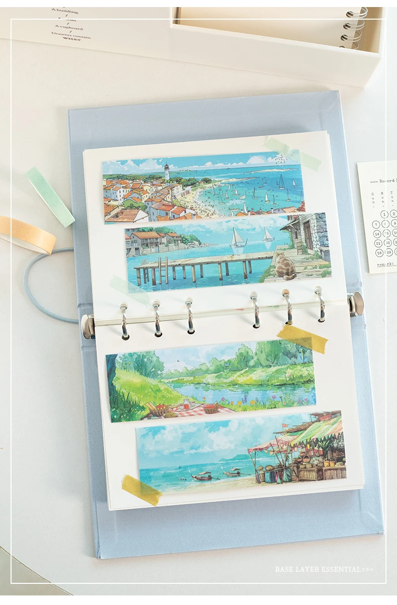 Journal GO 24pages Scenic View Landscape Sticker Book 4-Season Long Strip Decals for Journaling Scrapbooking Planners DIY Crafts