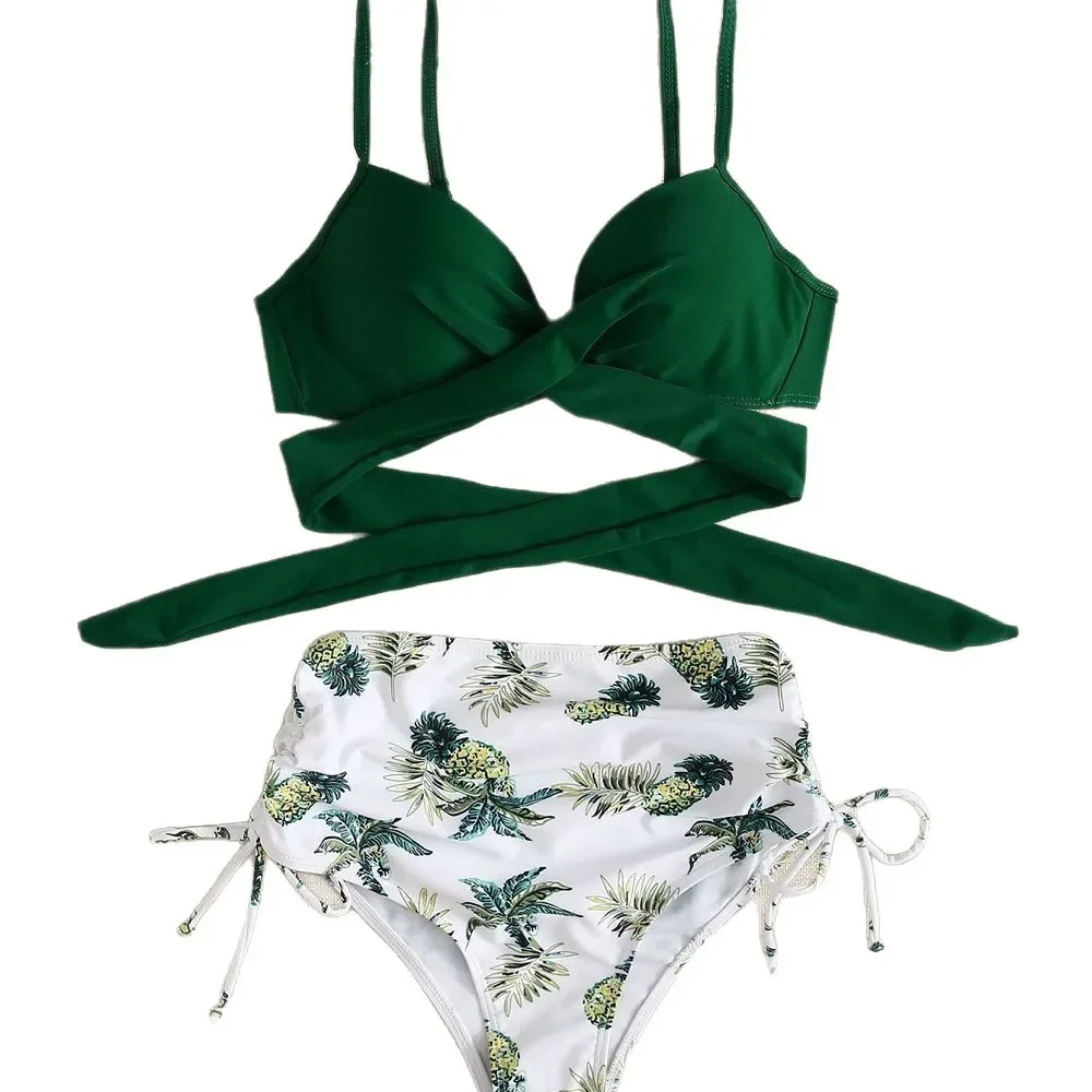 Maillot de bain deux pièces dos nu, Bikini croisé, Style frais, élégant, Design Simple, pour femme, de chine continentale, nouvelle collection 2025