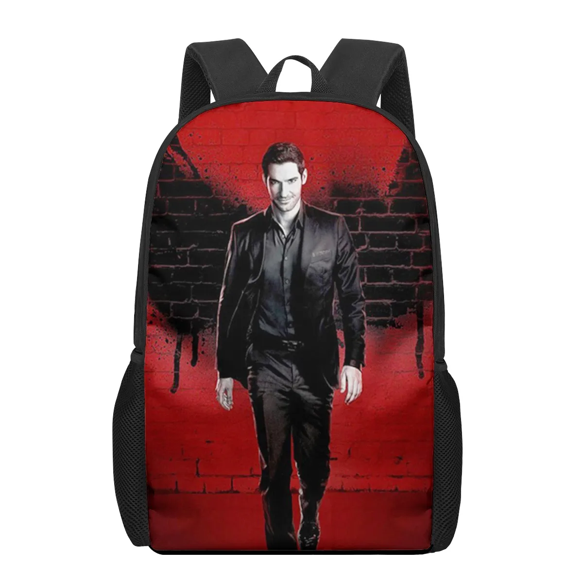 Demônio lucifer morningstar 16 polegada sacos de escola 3d impressão crianças mochila mochilas preto para adolescente meninas meninos crianças