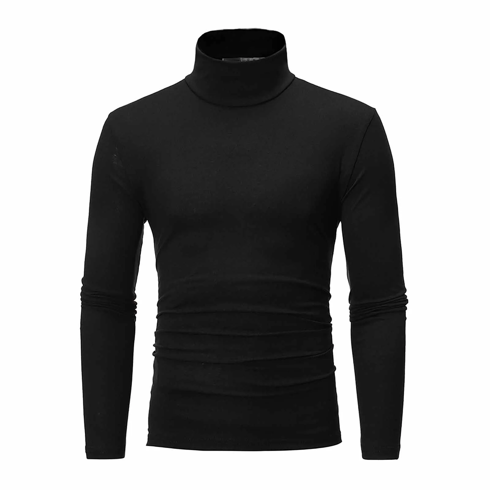 Basic Bottoming Plain T-shirt Fashion Men\'s Casual Slim Fit Basic Turtleneck High Collar Pullover Male Autumn Spring Thin Tops