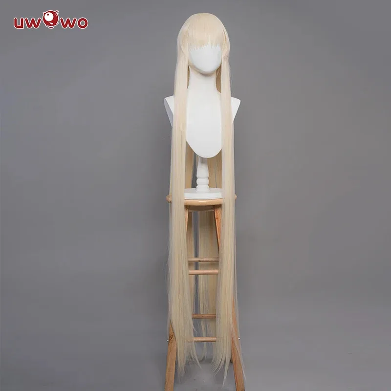 LQUWOWO Chii شعر مستعار تأثيري أنيمي/مانغا لوليتا الوردي القوس المشبك تشي شعر مستعار أصفر فاتح طويل الشعر هالوين الباروكات