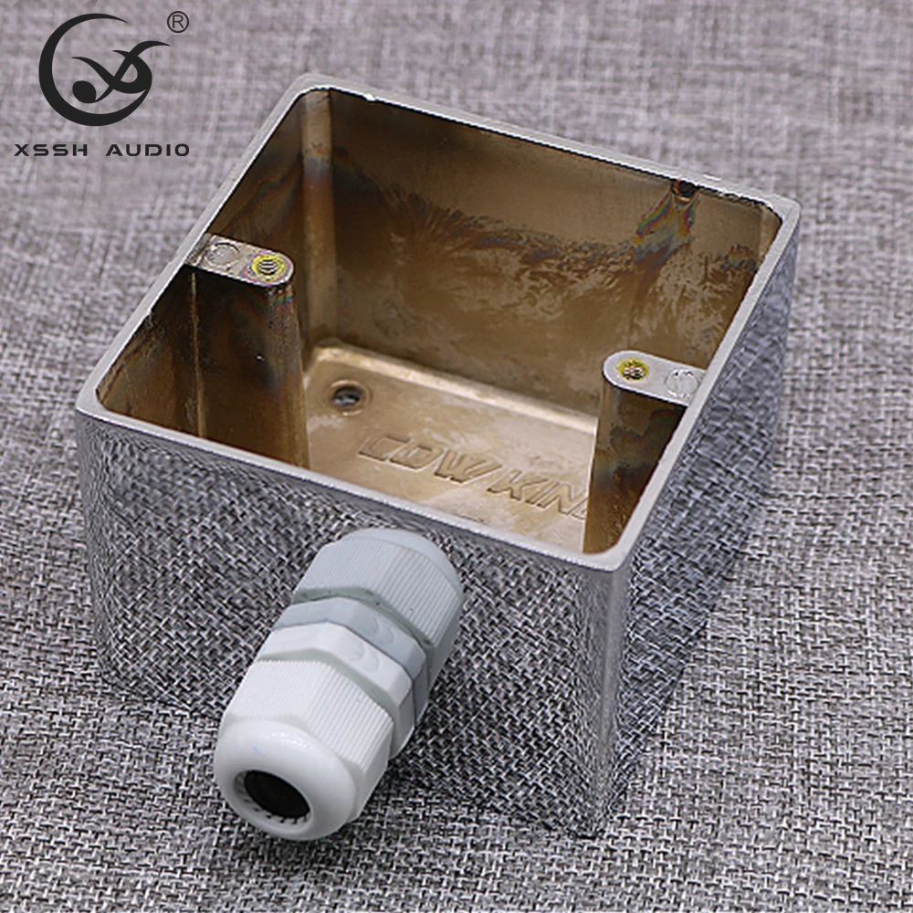 US 3 Pins Plug Power Connector Outlet Hi-end DIY HIFI Brass Pated Gold 20AMP 20A 125V Aluminium Plate Box Power Electric Socket