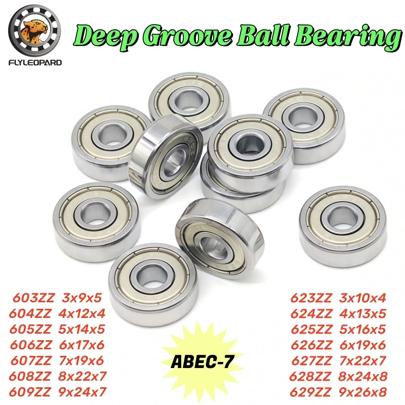 Rolamento de esferas micro 625ZZ 5x16x5mm (10 peças) em aço cromado ABEC-7 de alta precisão com blindagem metálica 603 623 604 624 605 606 626 633 ZZ