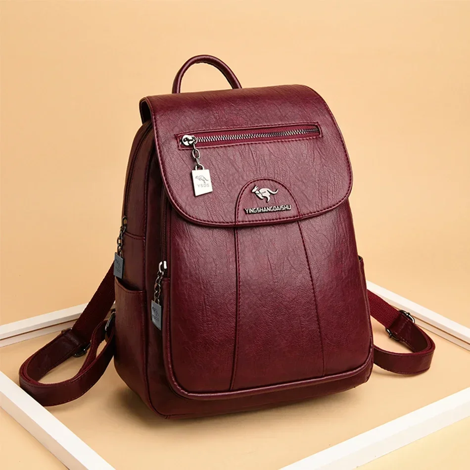 Genuine Women Soft Leather Backpack Female Shoulder Bags Sac a Dos Casual Travel Ladies Bagpack Mochilas School Bags For Girls