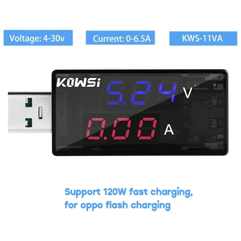 KWS-11VA USB تستر شاحن تستر الفولتميتر مقياس التيار الكهربائي شاحن كشف أداة دعم الشحن السريع 6.5A 120 واط 4-30 فولت H7JF