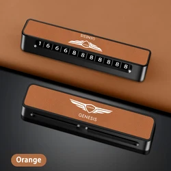 ABS+Leather Car Temporary Parking Plate Signs Phone Number Plate Park Stop For GENESIS G80 G70 G90 GV80 G60 G90 GV60 G60 X GV80