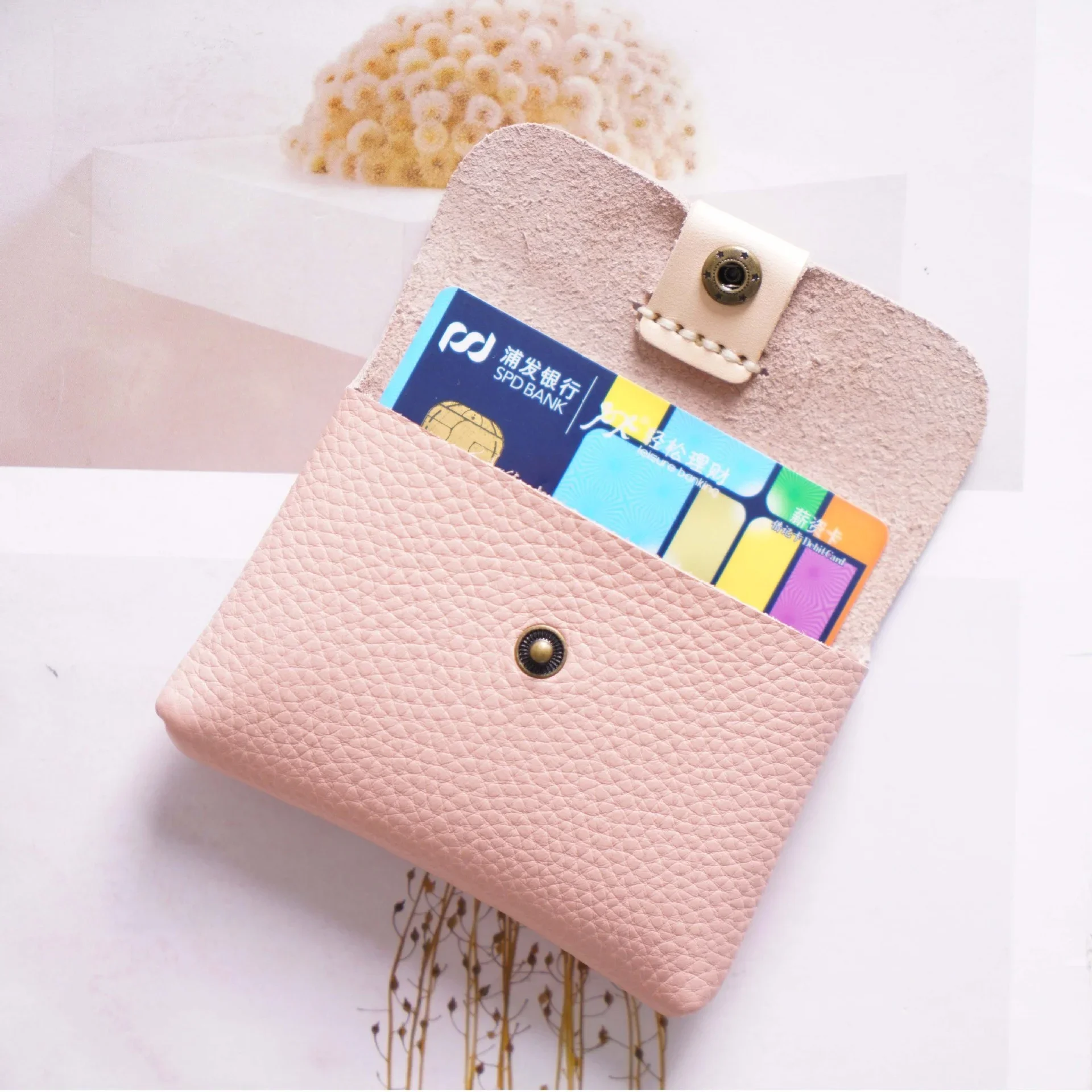 Moterm Genuine Leather Card Bag Handmade Coin Purse Soft Pebbled cowhide Business Credit ID Card Holders Handbag Wholesale