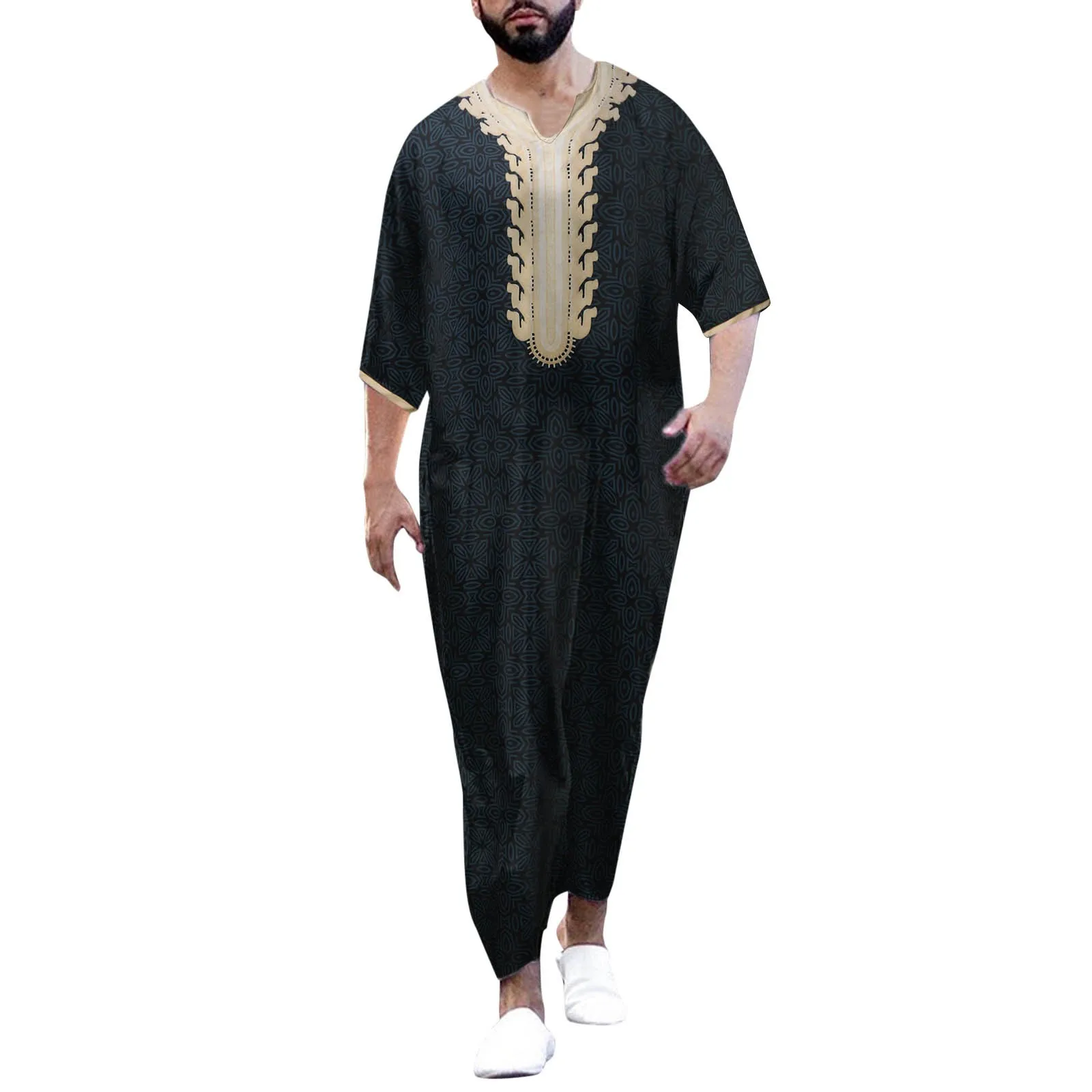 2024 Muslim Men Jubba Thobe Islamic Clothing Ramadan Mens Abaya Dress Long Robe Saudi Wear Musulman Caftan Jubah Dubai Dress