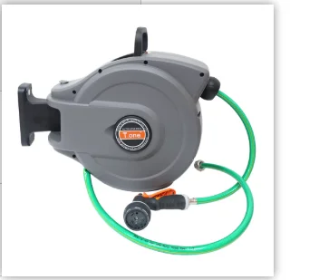 Automatic Retractable Garden Hose Reel Free Locking Free Swivel Wall Mountable Hose Reel Soft PVC Hose