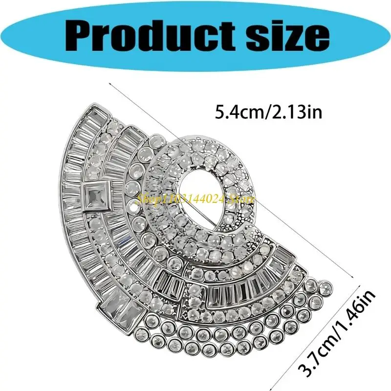 N5KE Shimmering Fan Shaped Dress Clip Prevents Wardrobe Malfunctions With Strong Grip Rhinestones Collar Clip Accessory