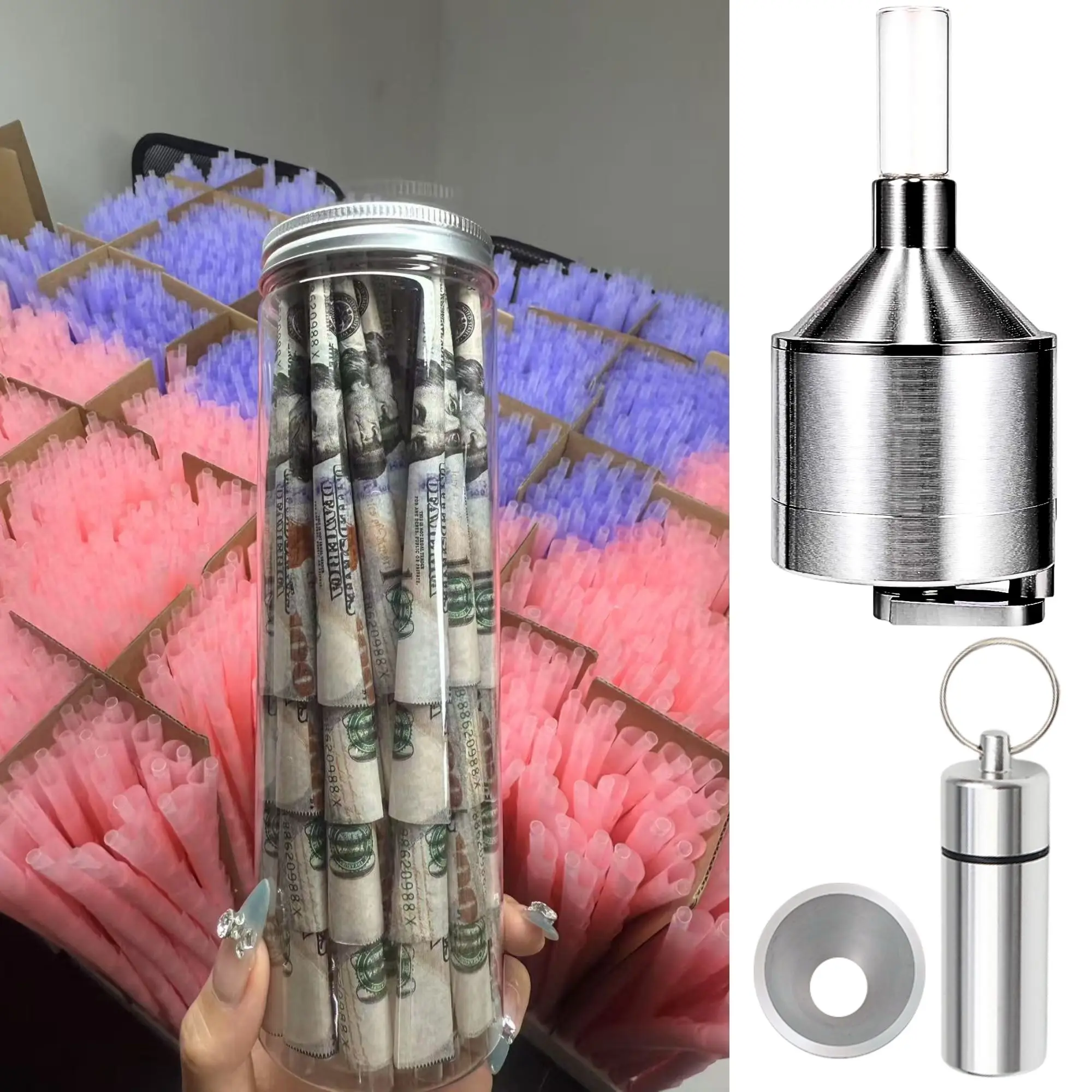 

Ручная дробилка для табака с конусоидальной бумагой в упаковке из 25 штук — измельчитель трав премиум-класса с конусным держателем для легкого измельчения и прокатки