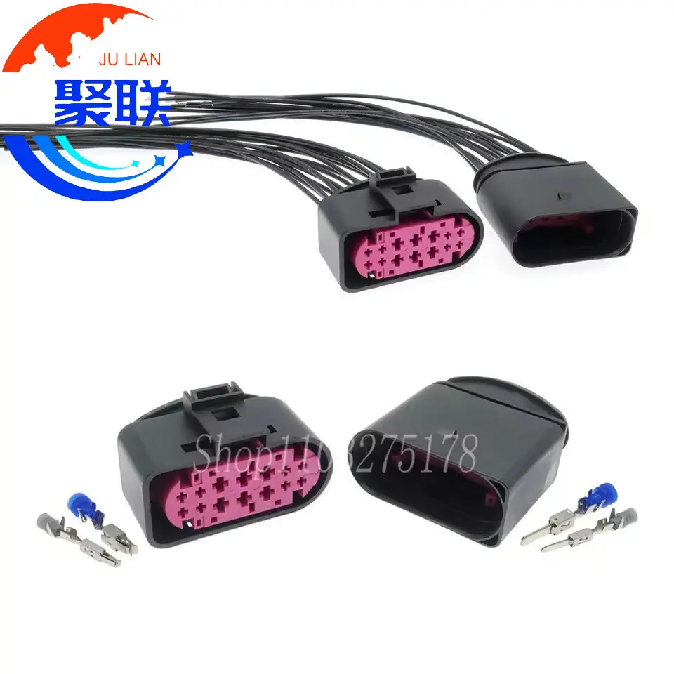 1Set 14Pin 1J0973737 1J0973837 1719105-1 Auto Xenon Headlight Lamp Socket Car Connector For Audi VW 1J0 973 737 1J0 973 837