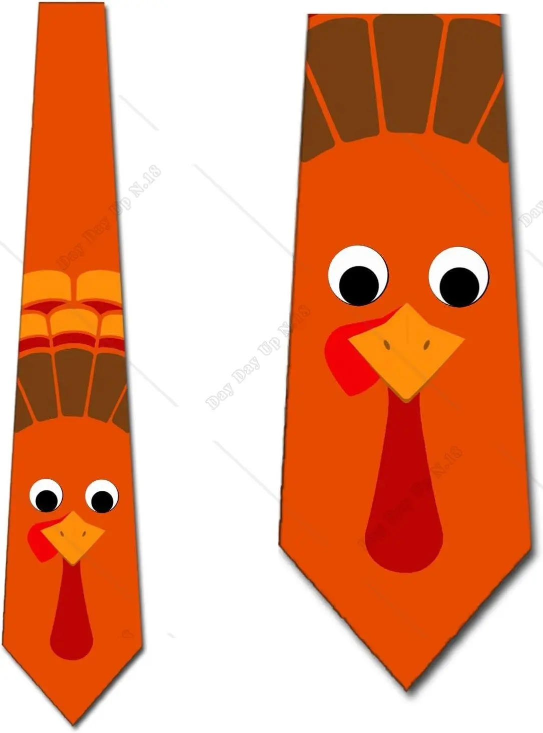 Funny Turkey Face Orange Ties Mens Navy Thanksgiving Tie Holiday Fun Necktie Print One Size Men Ties