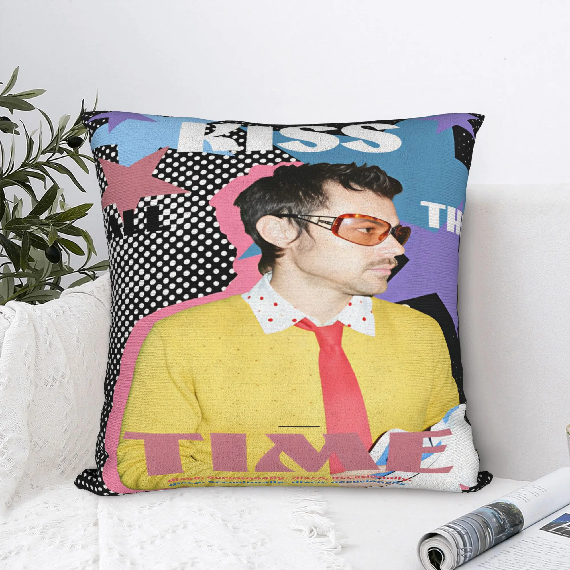 Harrys S-Styles Kiss Al the Time Pillow Case  Square Pillow Cover For Sofa Couch Bed Living Room Cute Funny Cushion Cover