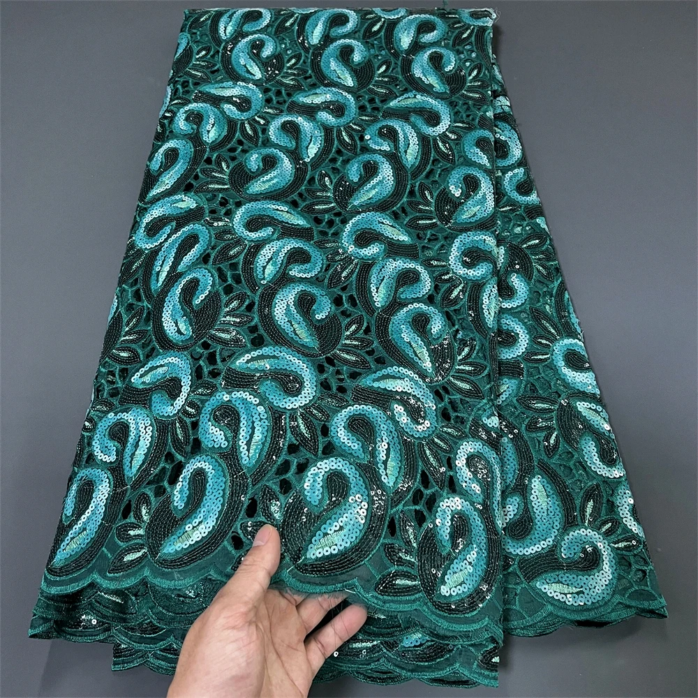 2026 Nigerian Tulle Lace Fabric for Sewing, Wedding Dress, Chiffon Party Guipure, High Quality, Sequins, 5Yard  PS0008