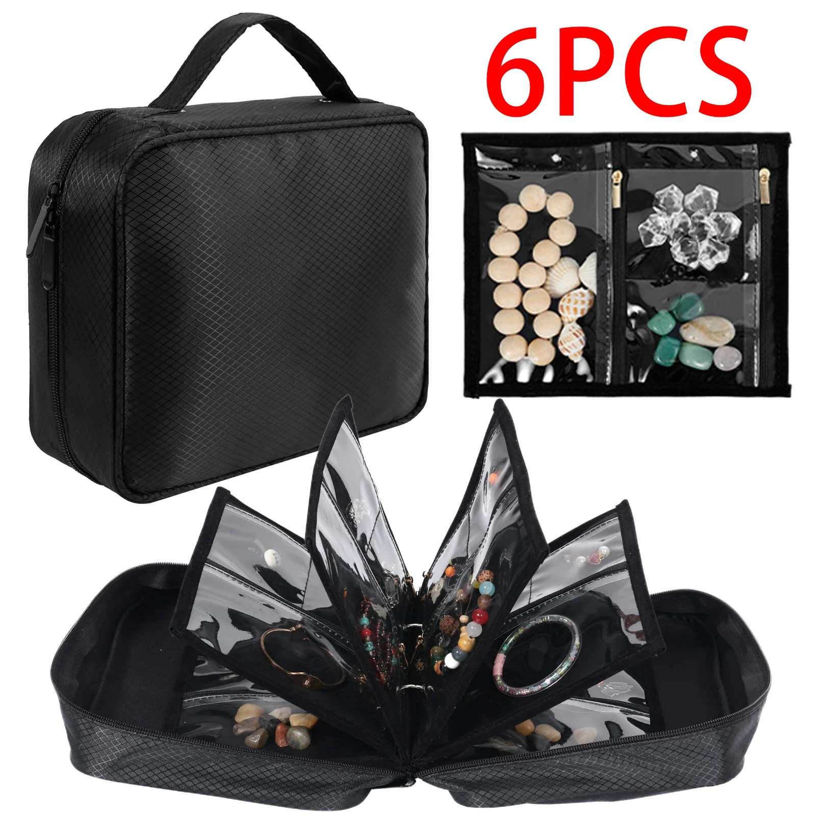 

Дорожный органайзер для украшений, сумка-книжка для хранения ювелирных изделий с молнией, бархатный мешочек для путешествий, для серег