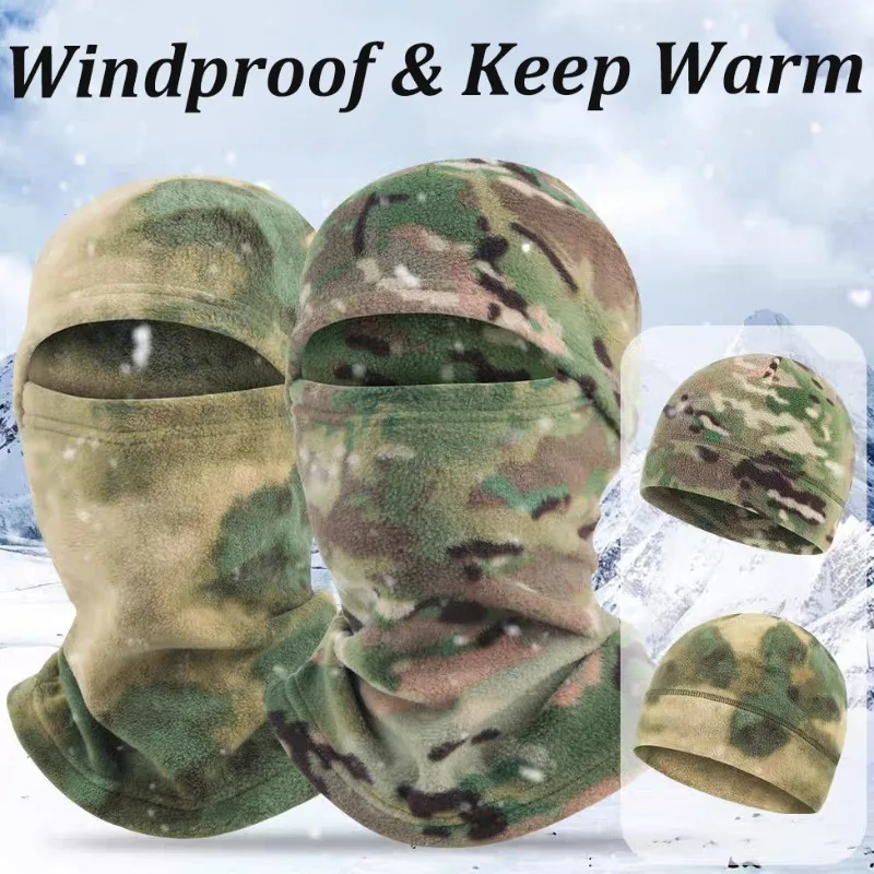 Winter Camouflage Balaclava Full Face Mask Polar Fleece Warm Beanies Hat Outdoor Windproof Hunting Cycling Ear Neck Cover Caps