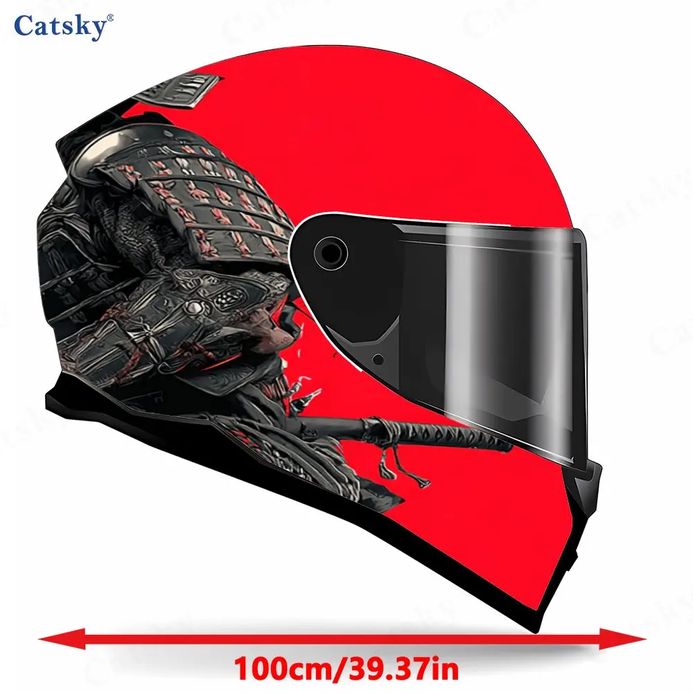 Scarlet Flame Warring States Samurai Pattern Helmet stickers , PVC Material Multifunctional Helmet Stickers, Scratch-Resistant &