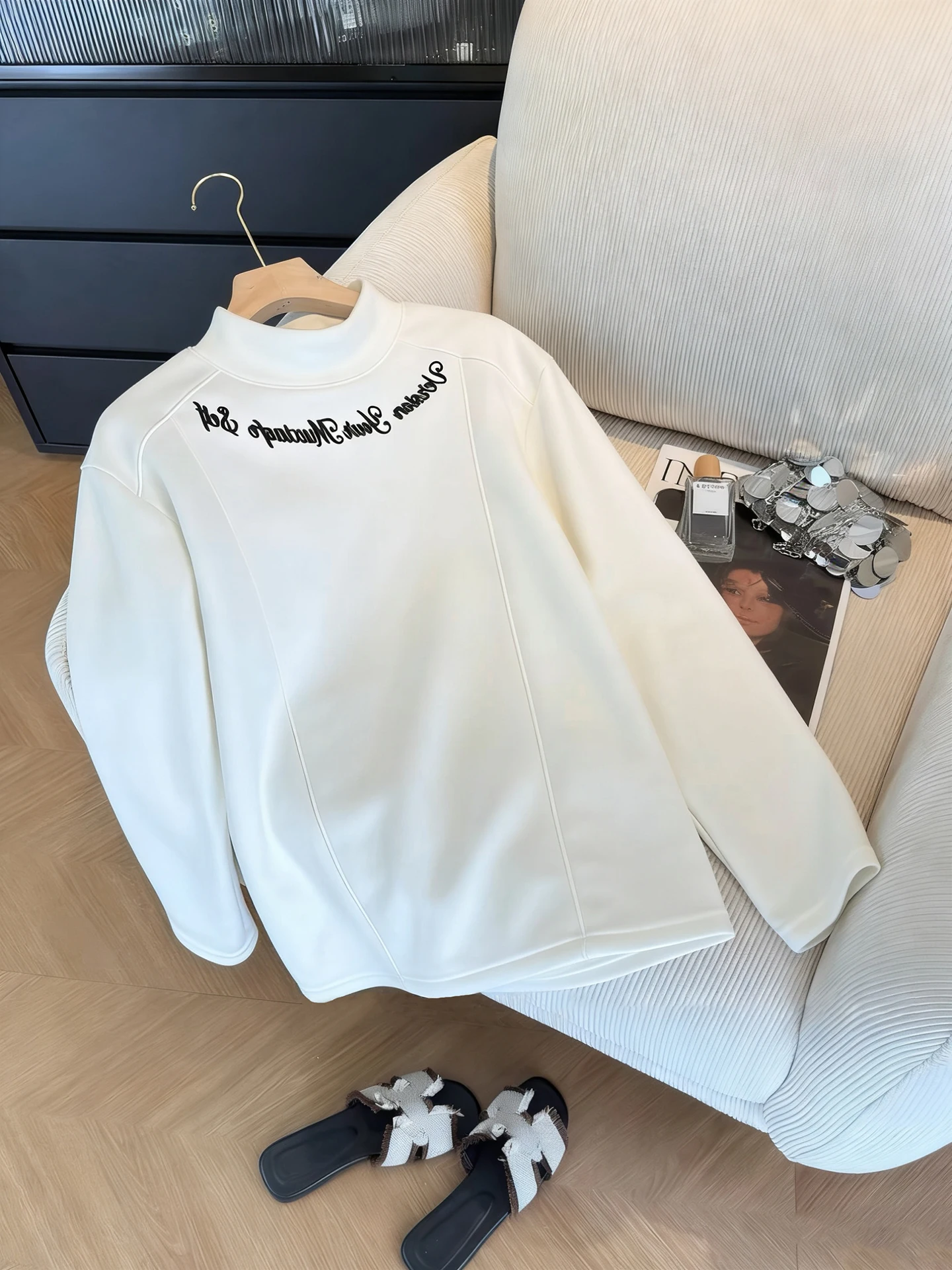 

Худи в стиле ретро-американский лейтермен с длинным рукавом, весенне-осенний дизайн, уникальный универсальный базовый слой, топ с высоким воротником