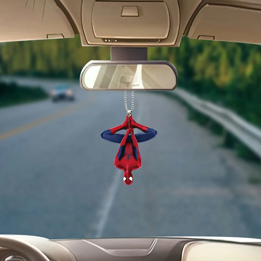 New Spiderman Anime Figure Car Decorative Pendant Spiderman keychain Acrylic Decorative Pendants kids Toy Christmars Gifts