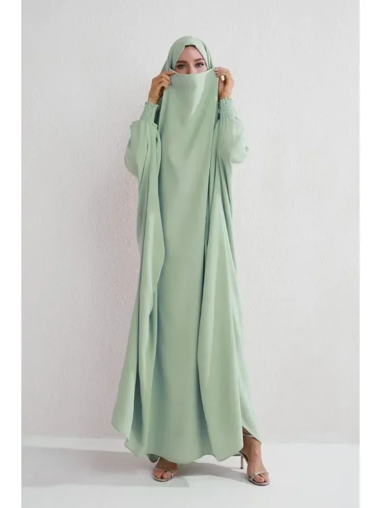 Eid Muslim Long Khimar  Dress Women Prayer Garment Saudi Arabic Ramadan One Piece  Jubha Maxi Robe Musulman Caftan jilbab