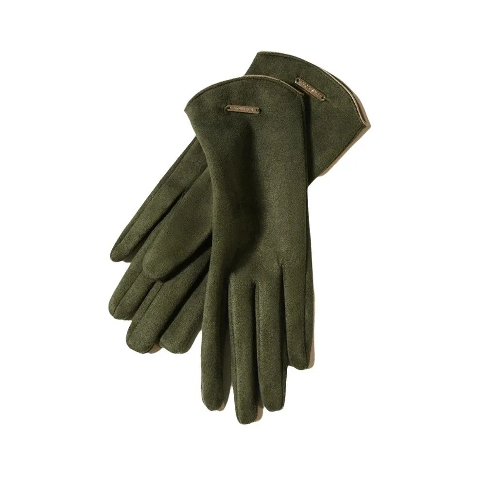 Faux Suede Winter Suede Gloves Thickened Solid Color Touchscreen Driving Mittens Soft Texture Full Fingers Fleece Lined Warmers