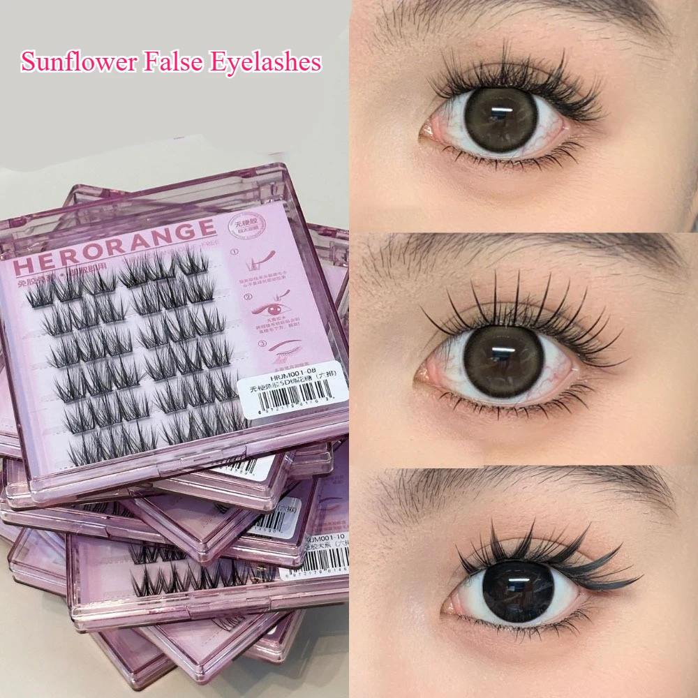 

Sunflower False Eyelashes Glue Free Self-adhesive Fake Eyelash Natural Thick Dense Curled Eye Lashes Extension DIY Eye Makeup