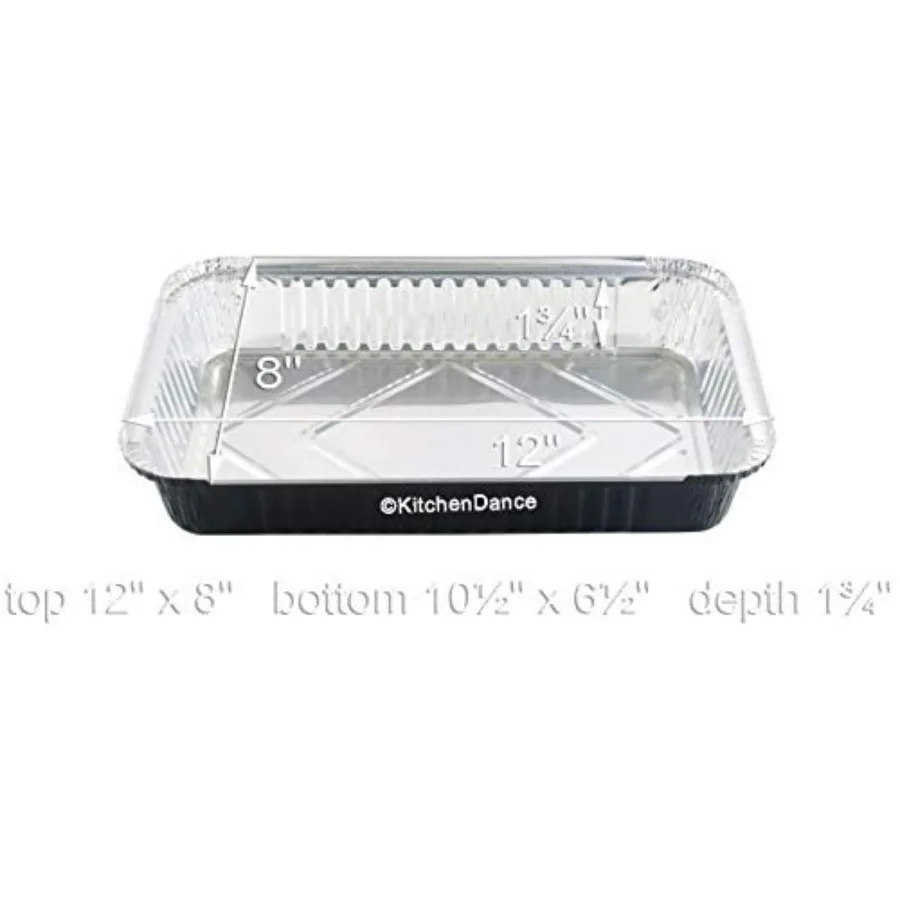 Sartén oblonga de aluminio de colores desechable con tapa Bandeja para hornear de papel de aluminio de 4 libras perfecta para restaurantes domésticos Ideal para hornear