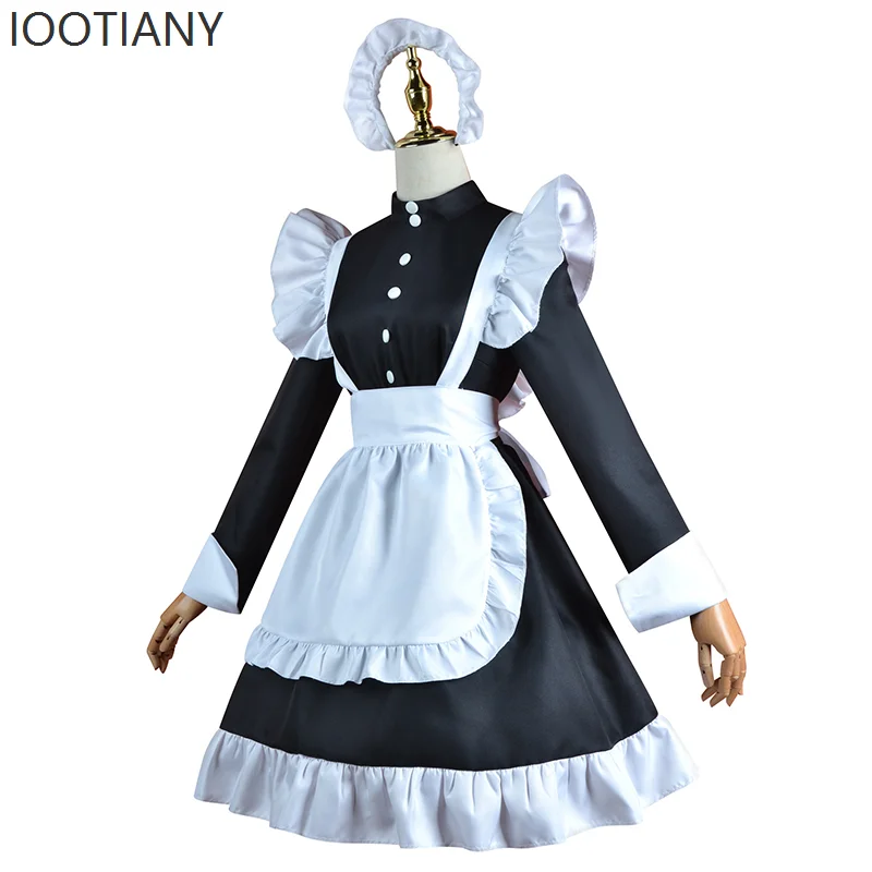 Black And White Japanese Gothic Lolita Dress Knee-length Lolita Sweet Halloween Cute Maid Outfit Butler Apron Retro Costume 2025