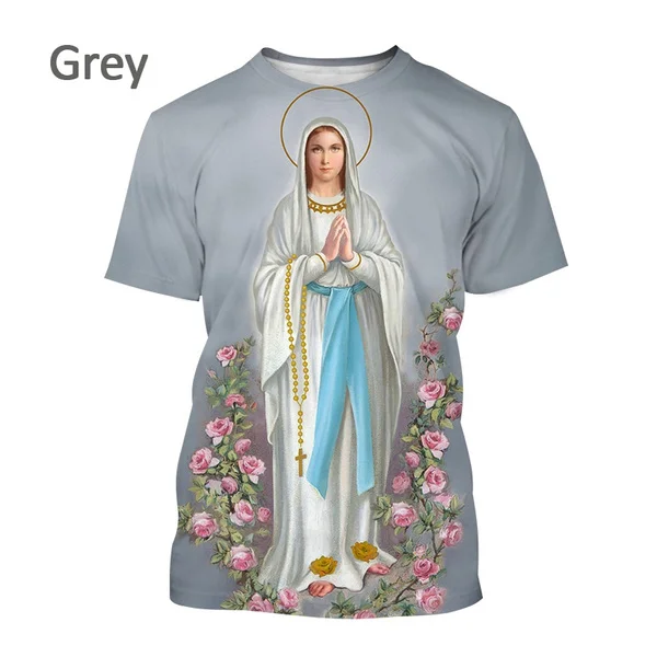 2023 Fashion Creative Blessed Virgin Mary Print Unisex 3D T-Shirt Personality Stylish Casual Short Sleeve Tops S-5XL